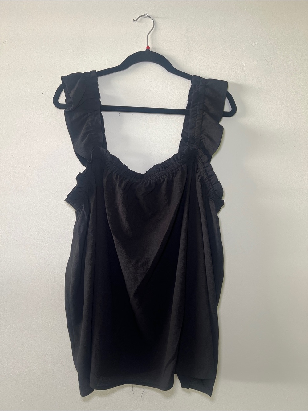 LuLaRoe Daisy Black Ruffle Strap Tank Top